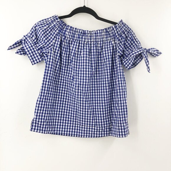 ✅ J. CREW FLIRTY GINGHAM PLAID CHECKS OVERSIZED SHIRT 00 Blue/White - Picture 3 of 7